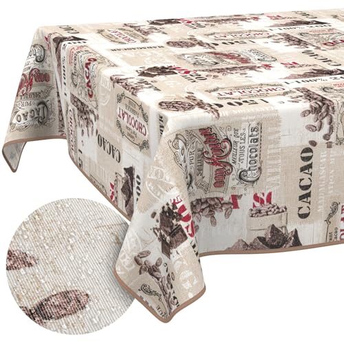 Tischdecke aus Stoff Textil abwaschbar Tischwäsche Tischtuch Baumwolle Polyester Cacao 100x140cm In-/Outdoor Tischdecke Tischdecke aus Stoff Textil abwaschbar Tischwäsche Tischtuch Baumwolle Polyester Cacao 100x140cm In-/Outdoor Tischdecke von ANRO