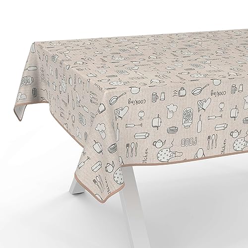 Tischdecke aus Stoff Textil abwaschbar Tischwäsche Tischtuch Baumwolle Polyester Kitchen 180x140cm In-/Outdoor Tischdecke von ANRO