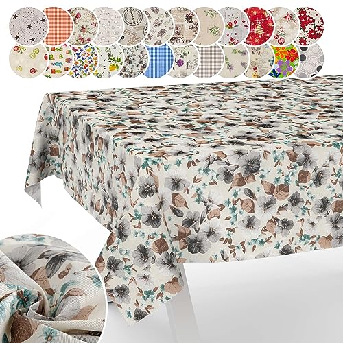 Tischdecke aus Stoff Textil abwaschbar Tischwäsche Tischtuch Baumwolle Polyester Silvia 120x140cm In-/Outdoor Tischdecke von ANRO