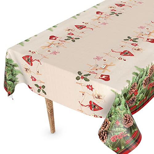 Wachstuchtischdecke Wachstischdecke Tischdecke abwaschbar Gartentischdecke Wachstuch Eckig rund oval 90 x 130cm Schnittkante Weihnachstskranz von ANRO