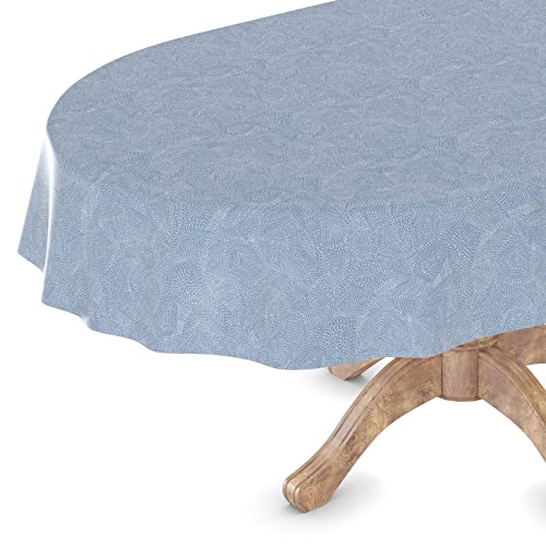 Wachstuchtischdecke Wachstischdecke Tischdecke abwaschbar Gartentischdecke Wachstuch Eckig rund oval Oval 140 x 180cm Schnittkante Falschuni Blau von ANRO