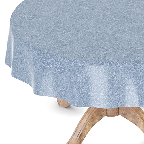 Wachstuchtischdecke Wachstischdecke Tischdecke abwaschbar Gartentischdecke Wachstuch Eckig rund oval Rund 120cm Schnittkante Falschuni Blau von ANRO