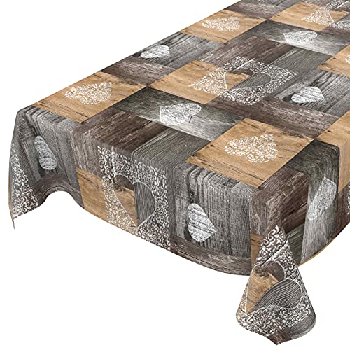 abwaschbare Tischdecke für große Tische Wachstuch Wachtuchtischdecke mit Design Holz Herz Liebe Braun 140x160cm abwaschbare Tischdecke für große Tische Wachstuch Wachtuchtischdecke mit Design Holz Herz Liebe Braun 140x160cm von ANRO