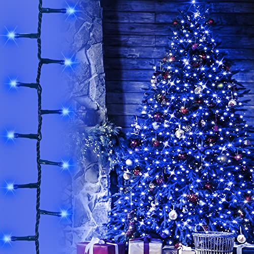 ANSIO® Lichterkette außen Innen 37.5m 1500 LED Büschellichterkette Cluster Weihnachtsbaum Lichtketten Strom Für Weihnachten, Balkon, Weihnachtsdekoration | Blau Weihnachtsbeleuchtung |Grünes Kabel von ANSIO