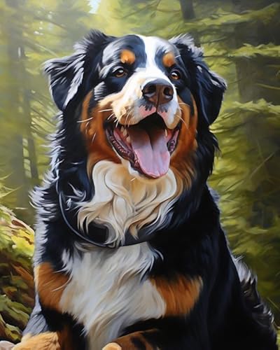 ANSIWEIGO DIY-Acrylfarben-Set für Leinwand,Tierhund,Berner Sennenhund,Malen-nach-Zahlen-Set für Anfänger und ideal als Heimdekoration,40x50 cm,ohne Rahmen von ANSIWEIGO