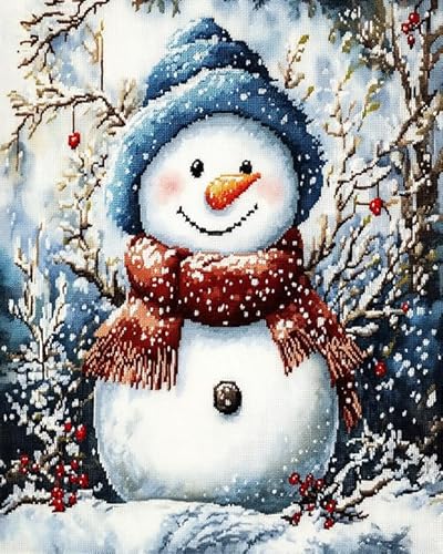 ANSIWEIGO Freudige Weihnachten Malen nach Zahlen,Süßer Schneemann,Personalisierte digitale Ölgemälde-Geschenke,Einzigartige Geschenke für die Weihnachtsfeiertage(40x50cm,Ohne Rahmen) von ANSIWEIGO