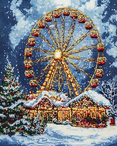 ANSIWEIGO Freudige Weihnachten Malen nach Zahlen,Weihnachtsriesenrad,Personalisierte digitale Ölgemälde-Geschenke,Einzigartige Geschenke für die Weihnachtsfeiertage(40x50cm,Ohne Rahmen) von ANSIWEIGO