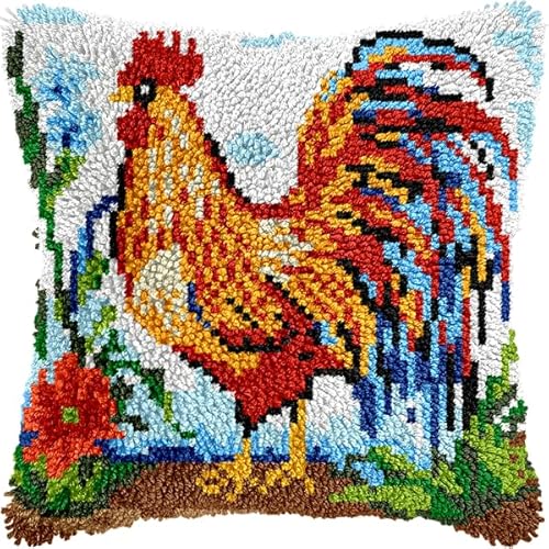 ANSIWEIGO Knüpfpackungen mit Tiermotiven, DIY-Häkelstickerei-Sofakissen, Handarbeits-Kreuzstichpackungen, 43 x 43 cm von ANSIWEIGO