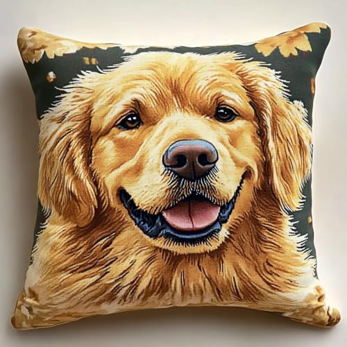 ANSIWEIGO Latch Hook Complete Cushion Cover Kit,Golden Retriever Hund,Teppich Häkelkissenbezug DIY Nähen Verriegelung Haken Kissen Kits,3D-Kissenbezüge gehäkelte Leinwandmuster,43x43cm ANSIWEIGO Latch Hook Complete Cushion Cover Kit,Golden Retriever Hund,Teppich Häkelkissenbezug DIY Nähen Verriegelung Haken Kissen Kits,3D-Kissenbezüge gehäkelte Leinwandmuster,43x43cm von ANSIWEIGO