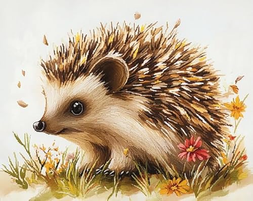 ANSIWEIGO Malen-nach-Zahlen-Set für Erwachsene – Tiere,süßer Igel – Rahmenloses Malset auf Acryl-Leinwand,15,7 x 19,7 Zoll – Perfekt als Heimdekoration und Geschenk von ANSIWEIGO