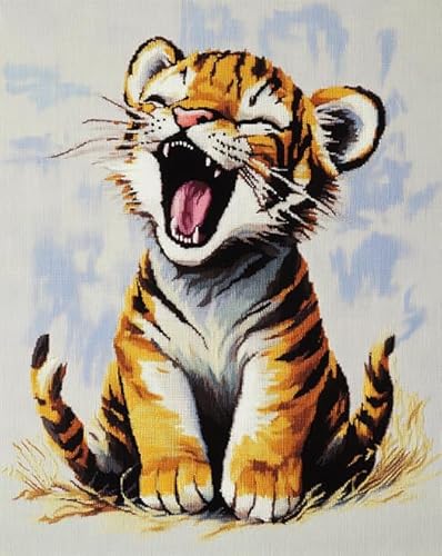 ANSIWEIGO Malen-nach-Zahlen-Set für Erwachsene – Tiger,süßer Cartoon-Tiger – 40x50 cm,Öl- und Acrylgemälde zum Selbermachen,Kunstwerk als Heimdekoration oder Geschenk,ohne Rahmen von ANSIWEIGO