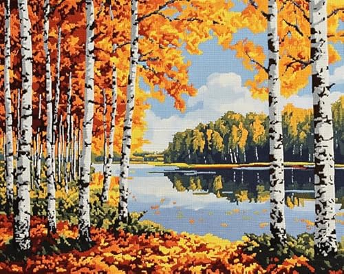 ANSIWEIGO Malen-nach-Zahlen-Set für Erwachsene – Wald,Herbstwaldlandschaft – Rahmenloses Acryl-Leinwand-Malset,15,7 x 19,7 Zoll – Perfekt als Heimdekoration und Geschenk von ANSIWEIGO