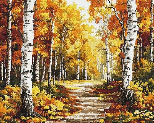 ANSIWEIGO Malen nach Zahlen-Set zum Selbermachen – Wald,Herbstwaldlandschaft – Ölgemälde in Farben,Bild für die Heimdekoration,40x50 cm,Leinwand,ohne Rahmen von ANSIWEIGO