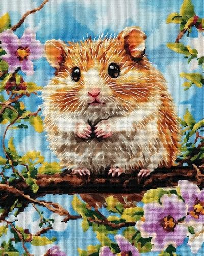 ANSIWEIGO Malen-nach-Zahlen-Set zum Selbermachen für Erwachsene,süßer Hamster,Malen nach Zahlen auf Leinwand zum Selbermachen,Aquarell-,Öl- und Acrylmalerei,Kunst und Handwerk,40x50 cm,mit Rahmen von ANSIWEIGO