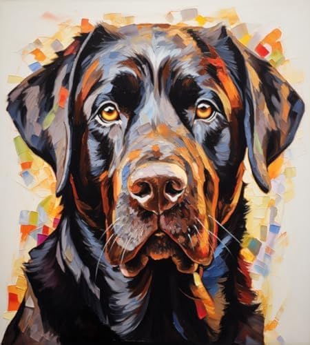 ANSIWEIGO Malen-nach-Zahlen-Set zum Stressabbau für alle Altersgruppen,Hund Labrador Retriever,persönliches Malerlebnis,40x50 cm,Ohne Rahmen von ANSIWEIGO