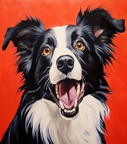 ANSIWEIGO Malen nach Zahlen für Hunde,Border Collie,Malset inklusive Pinsel und Pigmenten,Geschenke für Hundeliebhaber,40x50 cm,Ohne Rahmen von ANSIWEIGO