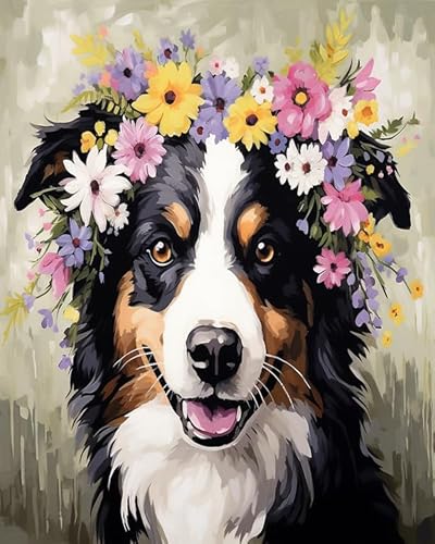 ANSIWEIGO Realistisches Hundemalset - DIY Malset für Tierliebhaber, inklusive Leinwand und Zubehör, einfach und lustig für alle Altersgruppen, 40x50 cm, ohne Rahmen von ANSIWEIGO