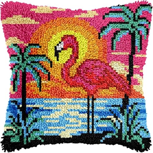 ANSIWEIGO Rustikales Knüpfpackungsset mit Tiermotiven, vorgedrucktes Kissen aus Häkelgarn, DIY-Kissenbezug, Deko fürs Sofa, saisonales Bastelzubehör für das ganze Jahr, 43 x 43 cm von ANSIWEIGO