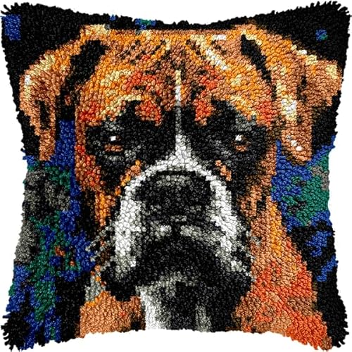 ANSIWEIGO Rustikales Knüpfpackungsset mit Tiermotiven, vorgedrucktes Kissen aus Häkelgarn, DIY-Kissenbezug, Deko fürs Sofa, saisonales Bastelzubehör für das ganze Jahr, 43 x 43 cm von ANSIWEIGO