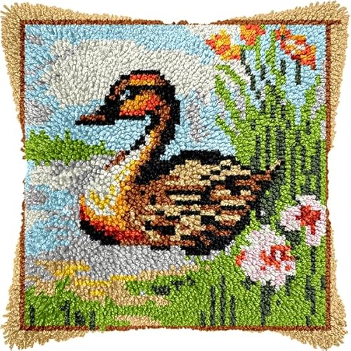 ANSIWEIGO Rustikales Knüpfpackungsset mit Tiermotiven, vorgedrucktes Kissen aus Häkelgarn, DIY-Kissenbezug, Deko fürs Sofa, saisonales Bastelzubehör für das ganze Jahr, 43 x 43 cm von ANSIWEIGO