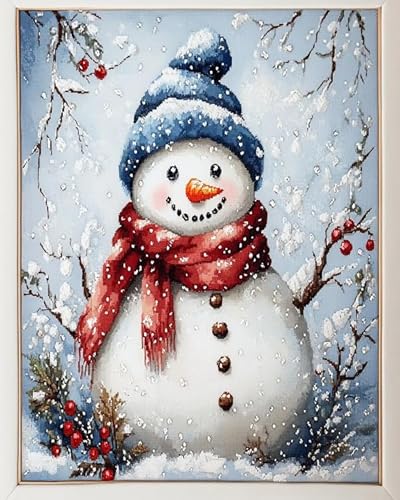 ANSIWEIGO Weihnachtsmalen nach Zahlen Set,Süßer Schneemann,Ölgemälde-Set auf Leinwand für Kinder und Erwachsene,Kunsthandwerk-Geschenke für Weihnachten(40x50cm,Ohne Rahmen) von ANSIWEIGO