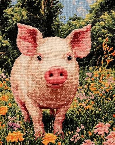 Malen nach Zahlen für Erwachsene,süßes Schwein,Bauernhofschwein,Acryl-Malset auf Leinwand,rahmenloses DIY-Bastelset für die Inneneinrichtung,enthält Pinsel,Farben und Referenzhandbuch,40x50 cm von ANSIWEIGO