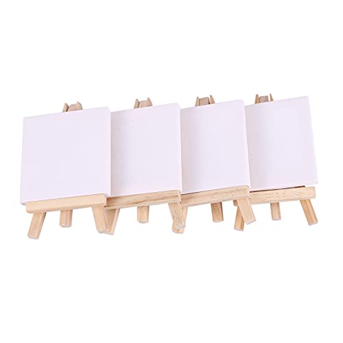 ANSO 24 Satz KüNstler 5 Mini Staffelei + 3 X 3 Mini Leinwand Set Malerei DIY Zeichnung Kleinen Tisch Staffelei Geschenk von ANSO