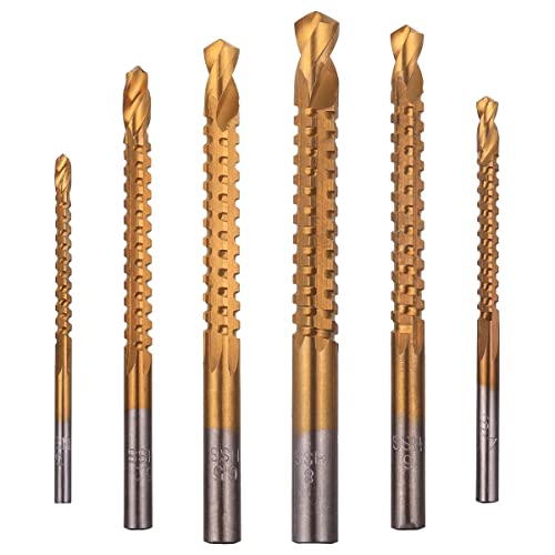 ANSO 6Er-Pack Titanbeschichtete HSS-Spiralbohrer, 3-8 Mm Gezackte Seitenschnitt-Bits Holzbearbeitungswerkzeuge für Kunststoff-Metall-HolzlöCher von ANSO