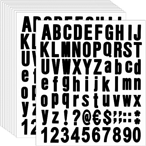 ANSO 770 StüCk 10 Blatt Selbstklebendes Vinyl Buchstaben Zahlen Kit, Alphabet Nummern Aufkleber für Brief Kasten (Schwarz, 1) von ANSO