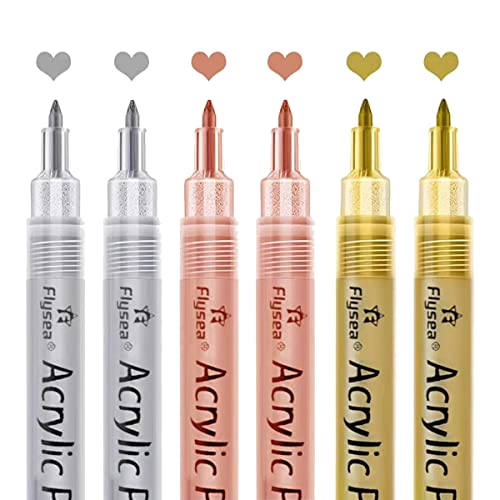 ANSO Acryl Lack Stifte - Gold-, Silber- und Rosé Gold Lack Stifte, Metallisch Marker Stifte, Metallisch Lack Stift Set auf Wasser Basis von ANSO