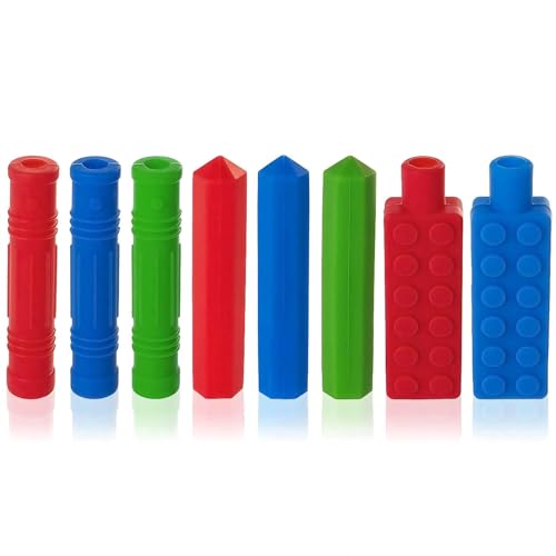 ANSUG 8 Stück Bleistift Topper Kauaufsatz Stifte Silicone Pencil Topper für Besondere Bedürfnisse Angst von ANSUG