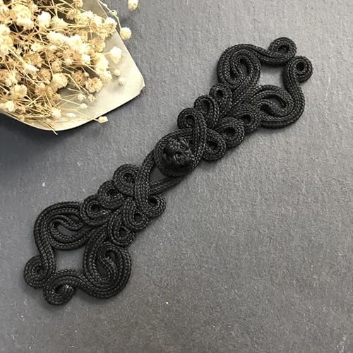 DoreenBeads Chinesische Froschknöpfe, handgefertigt, Blumenverschluss, chinesischer Knoten, DIY, Cheongsam-Tang-Anzug, 5 Stück/Set, groß, 17 x 5 cm, Schwarz von ANT GRAPE