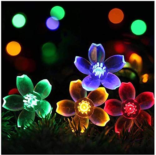 Solar Lichterkette außen, 50er 7M LED Blumen Lichterkette, 8 Modi IP65 Wasserdicht Mehrfarbig Lichterkette für Bäume, Weihnachten, Hochzeit, Party, Indoor und Outdoor (Blumen) von ANTEROOF