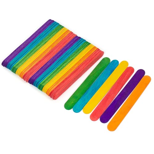 ANTETOK Jumbo Farbige Holzstäben zum Basteln Craft Sticks 20cm, 200 Stück, Popsicle Sticks, Eisstiele Holz Basteln, DIY-Handwerk, Zunge Depressor, 6 Farben von ANTETOK