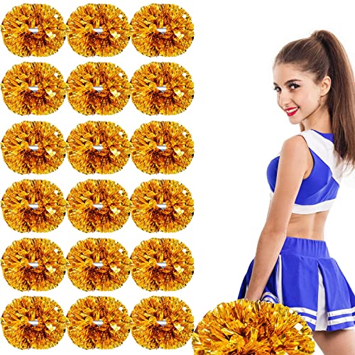 ANTM Cheerleader-Pompons, 18er-Pack, Sport, Tanz, Jubel, Cheerleader-Pompons aus Kunststoff, metallisch, für Kinder und Erwachsene (Gold) von ANTM