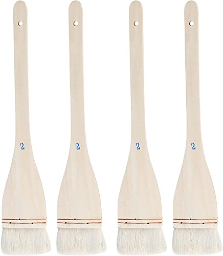 Flache Hake Pinsel, weiche Ziegenhaarbürste und Hake Paint Brush mit massivem Holzgriff, Hake Brush Set für Aquarell Keramik Malerei Kunst (4 Stück 5,1 cm) von ANUBE