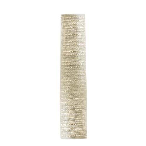 10 Yards Rollen Weihnachts Netzband,26x8,5 cm Weihnachts Metallfolie Netzrollen,Metallfolie Deko Netzband für Weihnachtsbaum,Kränze Band,Champagnerfarbenes Knitterband mit Draht (Gold) von ANXJLEO