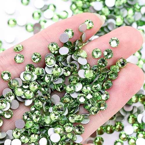 2880 pcs Hotfix Strasssteine,Runde Glas Strass,Glitzersteine für Textilien,Crystals Rhinestones,Rhinestone Glass Strass,Runde Diamant Gems,Strasssteine zum Basteln für Kleid (Grün(1.6mm)) von ANXJLEO