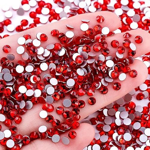 2880 pcs Hotfix Strasssteine,Runde Glas Strass,Glitzersteine für Textilien,Crystals Rhinestones,Rhinestone Glass Strass,Runde Diamant Gems,Strasssteine zum Basteln für Kleid (Rot(2.4mm)) von ANXJLEO