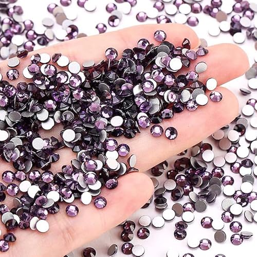 2880 pcs Hotfix Strasssteine,Runde Glas Strass,Glitzersteine für Textilien,Crystals Rhinestones,Rhinestone Glass Strass,Runde Diamant Gems,Strasssteine zum Basteln für Kleid (Violett(1.6mm)) von ANXJLEO