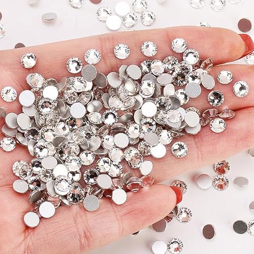 2880 pcs Hotfix Strasssteine,Runde Glas Strass,Glitzersteine für Textilien,Crystals Rhinestones,Rhinestone Glass Strass,Runde Diamant Gems,Strasssteine zum Basteln für Kleid (Weiß(1.6mm)) von ANXJLEO