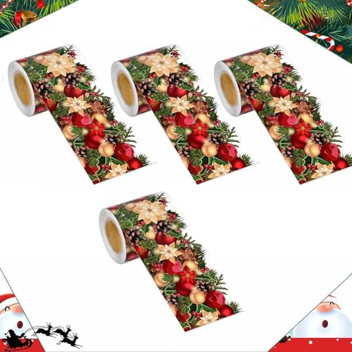 4 Rolle Weihnachtsaufkleber Dekorative,Papier-Pinnwand-Bordüre,Wandaufkleber Aufkleber,Weihnachts-Pinnwandaufkleber,Bordüren Trim Wandtattoo Aufkleber für Hochzeit,Party,Ostern,Weihnachten,Tischde von ANXJLEO