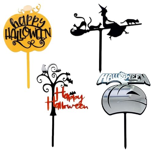 Halloween Cupcake Toppers,Geist Deko,Tortenaufleger aus Acryl,Muffin Kuchen Topper,Halloween Deko Horror für Haunted House Witch Kürbis Herbst Themed Cake Dekoration Geburtstag Party (Stil 2) von ANXJLEO