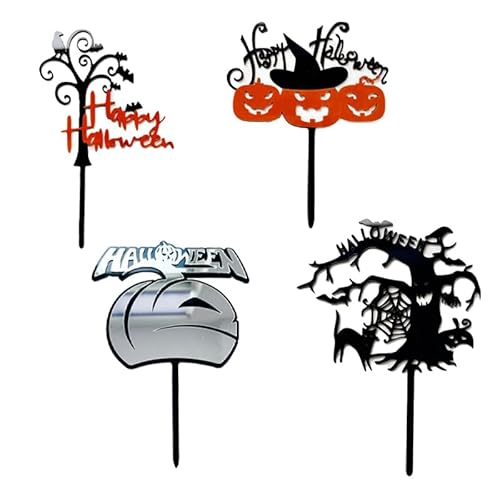 Halloween Cupcake Toppers,Geist Deko,Tortenaufleger aus Acryl,Muffin Kuchen Topper,Halloween Deko Horror für Haunted House Witch Kürbis Herbst Themed Cake Dekoration Geburtstag Party (Stil 3) von ANXJLEO