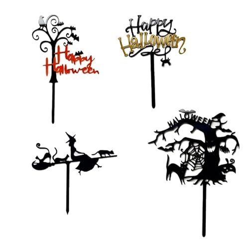 Halloween Cupcake Toppers,Geist Deko,Tortenaufleger aus Acryl,Muffin Kuchen Topper,Halloween Deko Horror für Haunted House Witch Kürbis Herbst Themed Cake Dekoration Geburtstag Party (Stil 4) von ANXJLEO