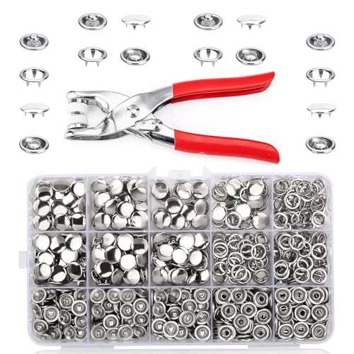 200 Sets Druckknopf Set mit Zange Druckknopfzange Metall Nähzubehör Fünfpoliger Schließe Buttons Knöpfe für DIY Basteln Stoff von ANYUANKW