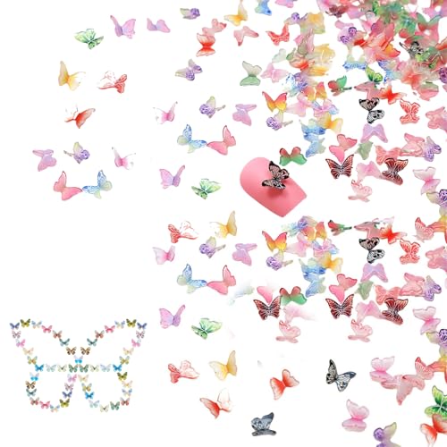 50Pcs Mikro Schmetterling Resin 3D Schmetterlinge Nagel Charms Landschaftsdekorationen Schmetterlings Scrapbooking Aufkleber Set für Maniküre Design DIY Handwerk von ANYUANKW