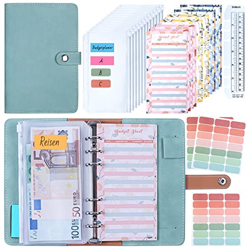 Budget Planner , Binder - ANYUKE Geldumschläge Budget Planer Geldplaner, Sparbuch mit Folien Finanzbuch Ringbuch A6, Bugetplaner für Ausgaben Organizer Buch Notizbuch Cash Envelope von ANYUKE