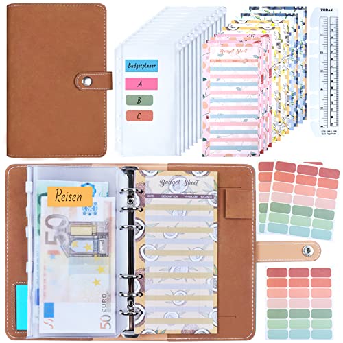 Budget Planner/Binder A6 - ANYUKE Sparchallenge Geldbuch mit Hüllen, Finanzplaner Ringbuch Ordner Organizer für Geld aufbewahrung Hefter, Familienbudgetplaner von ANYUKE