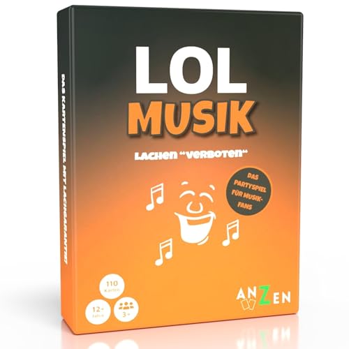 LOL MUSIK - Lachen "verboten" | Partyspiel | Kartenspiel | Gesellschaftsspiel | Geschenk Weihnachten und Silvester | Wichtelgeschenk für Männer und Frauen | Musikspiel für musikbegeisterte Erwachsene von ANZEN